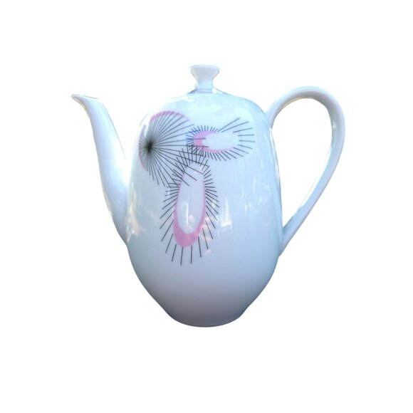 Jean Luce Other - Jean Luce Art Deco Mid Century Teapot Pink/Black Starburst Pattern 1960's